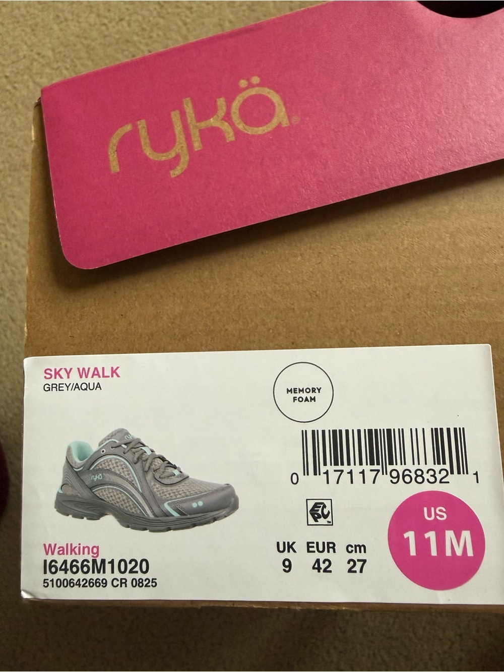 Ryka Women's Gray and Teal Athletic Walking Sneakers - Picture 2 of 5